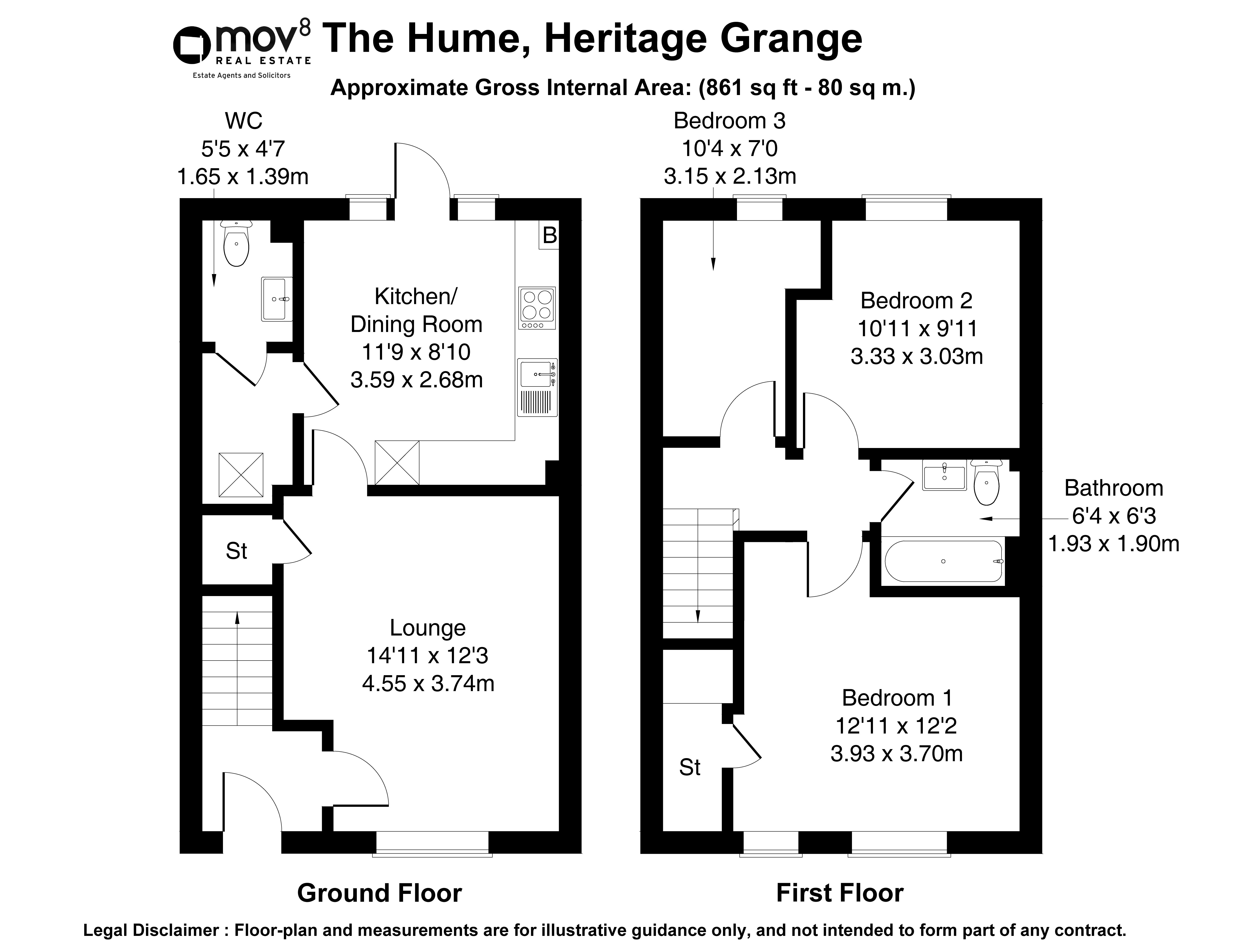 Floorplan 1 of David Wilson Homes , Plot 561 The Hume at Heritage Grange, Rona Avenue, Edinburgh, EH17 8GN