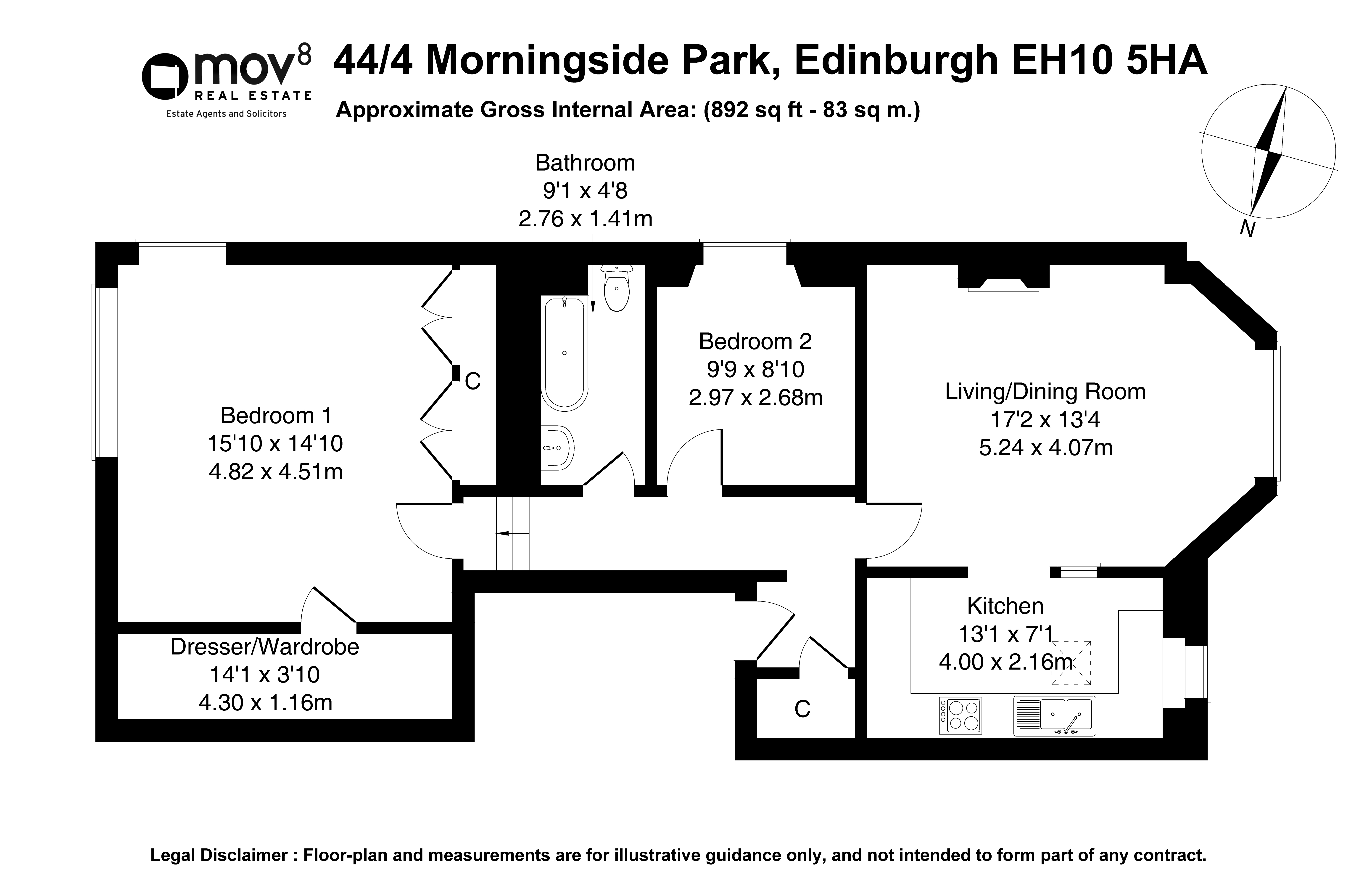 Floorplan 1 of 44/4, Morningside Park, Edinburgh, EH10 5HA