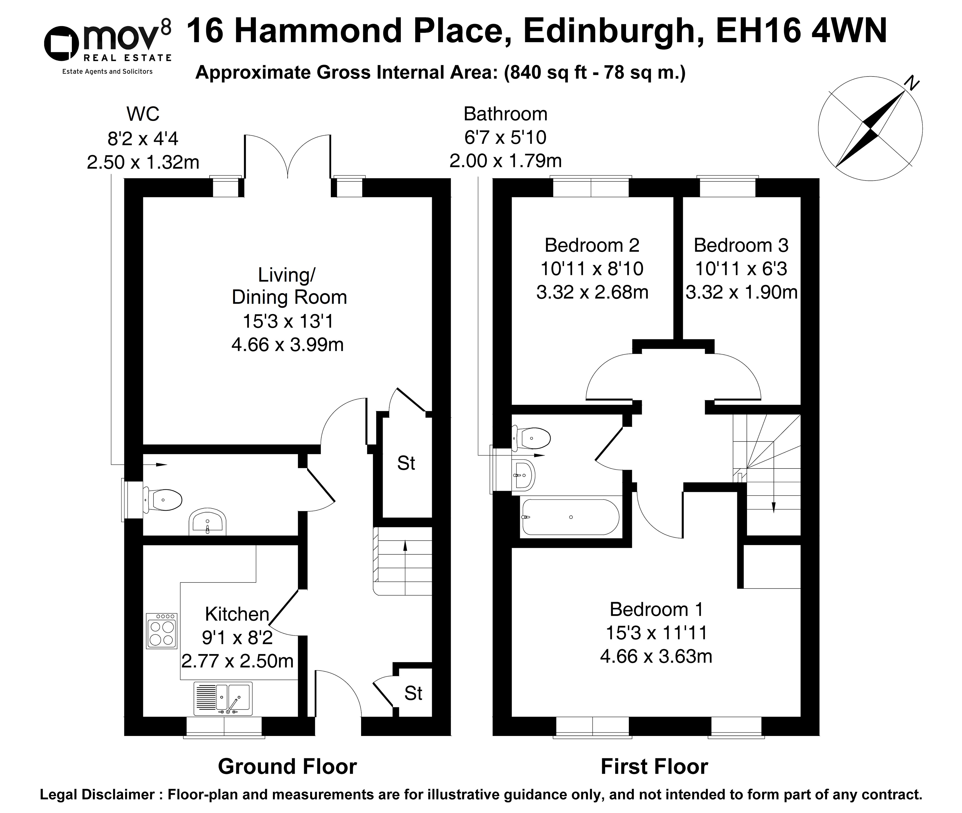 Floorplan 1 of 16 Hammond Place, The Wisp, Edinburgh, EH16 4WN