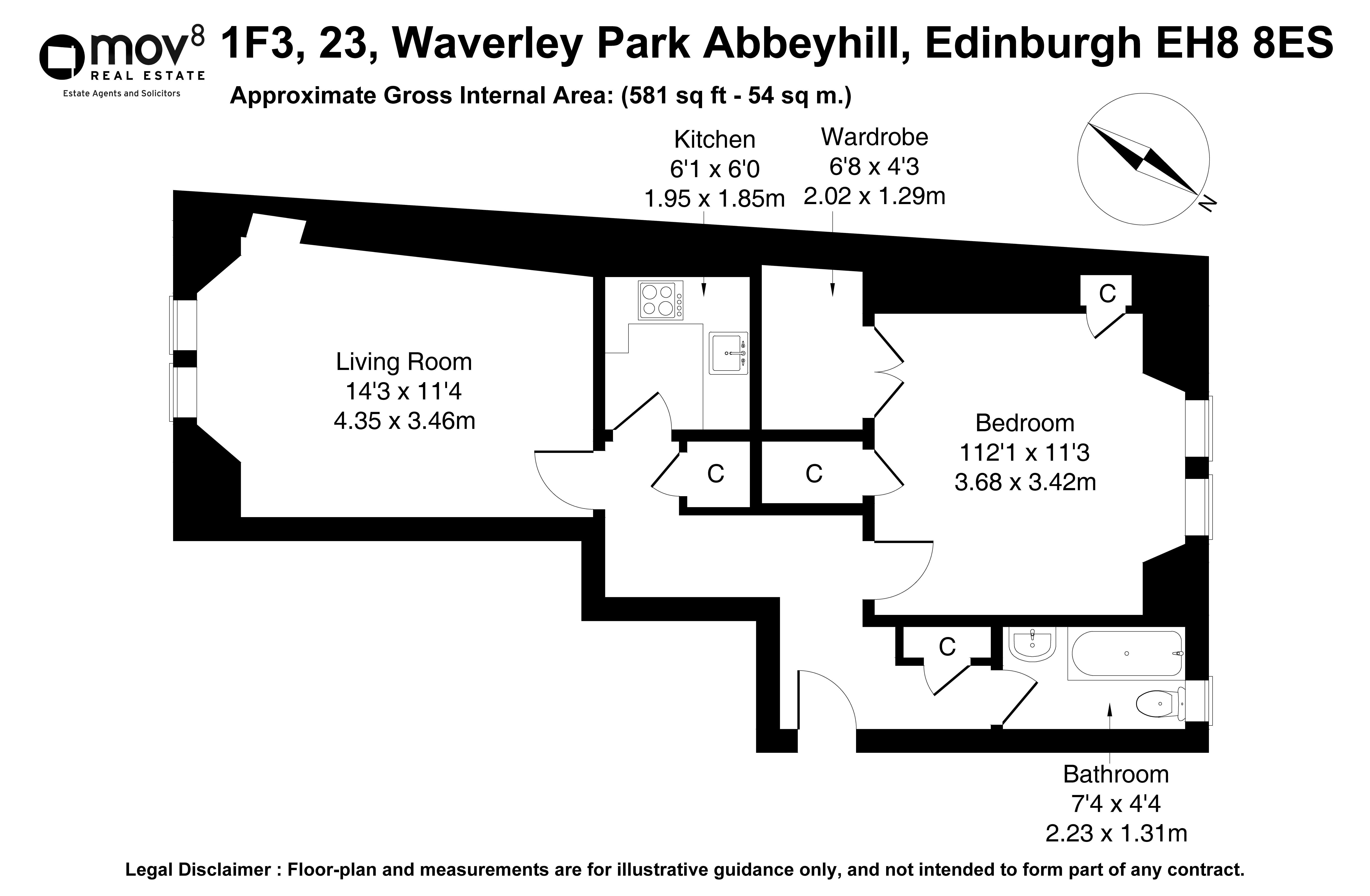 Floorplan 1 of 1f3, 23 Waverley Park, Abbeyhill, Edinburgh, EH8 8ES