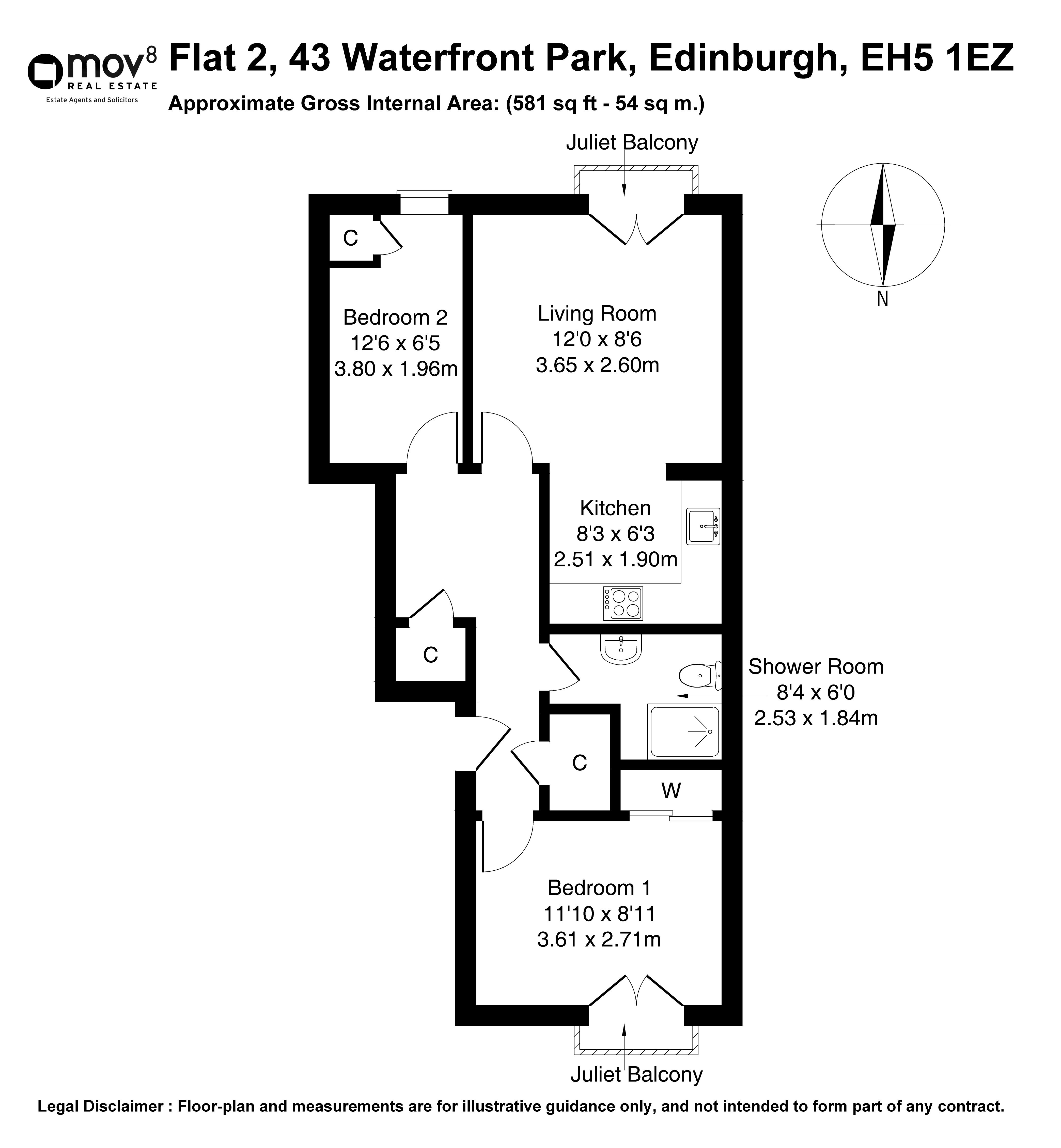 Floorplan 1 of Flat 2, 43 Waterfront Park, Granton, Edinburgh, EH5 1EZ