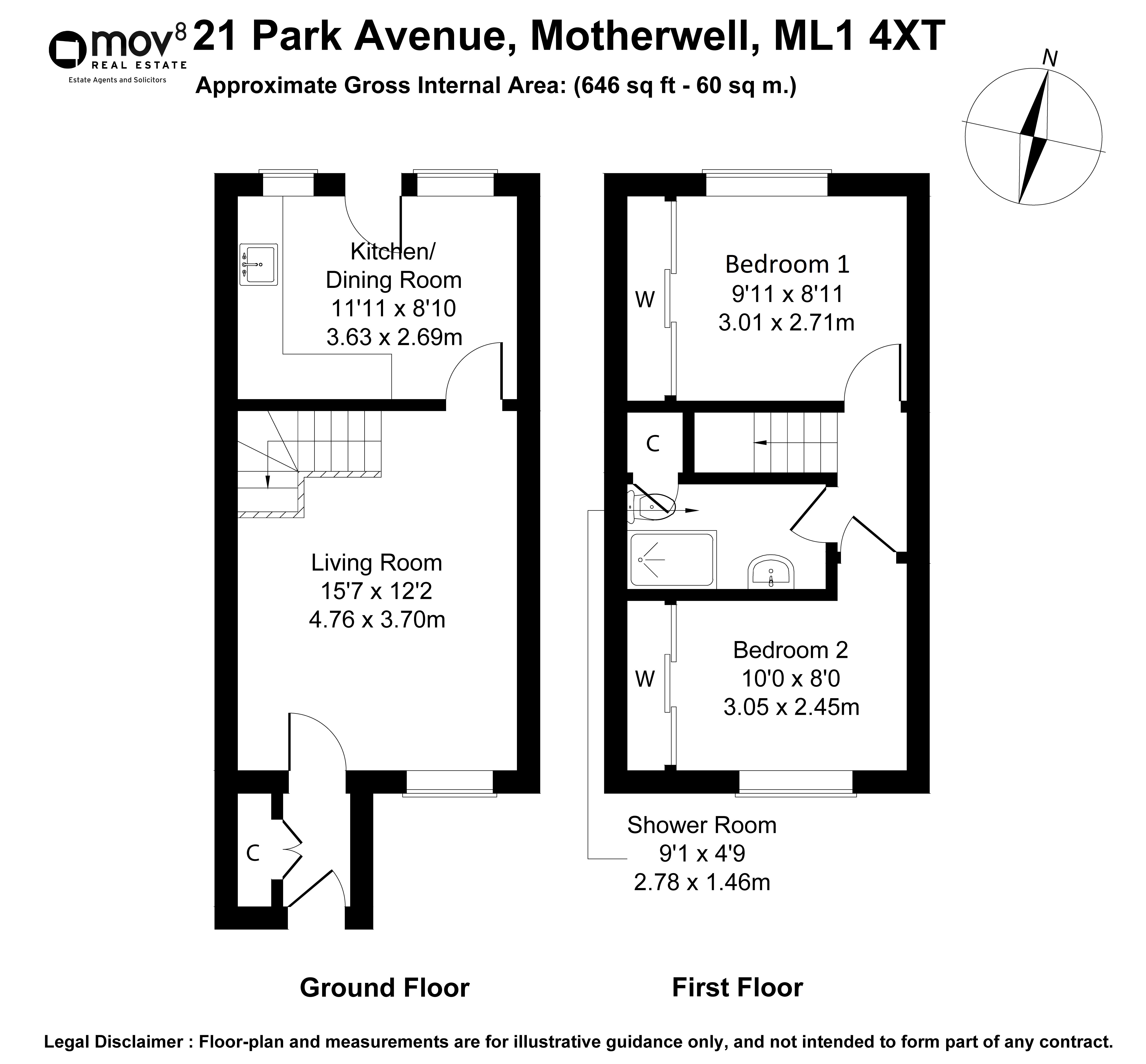 Floorplan 1 of 21 Park Avenue, Holytown, Motherwell, North Lanarkshire, ML1 4XT
