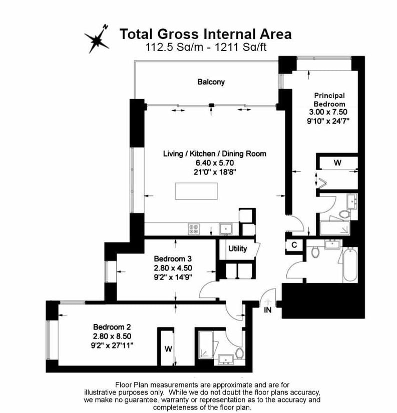 3 bedroom(s) apartment to sale in St Gabriel Walk, Elephant & Castle, London-Floorplan