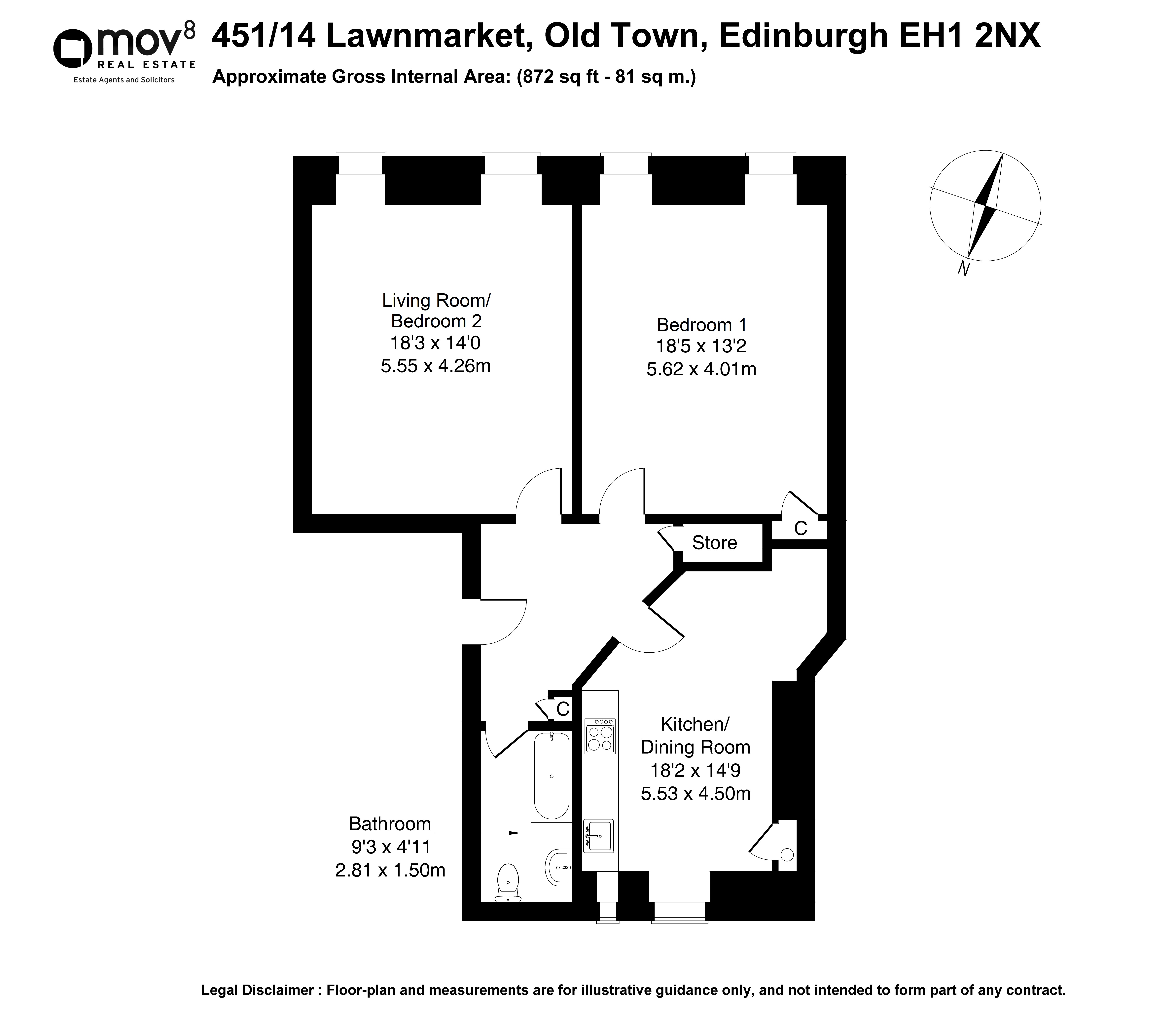 Floorplan 1 of 451/14, Lawnmarket, Old Town, Edinburgh, EH1 2NX