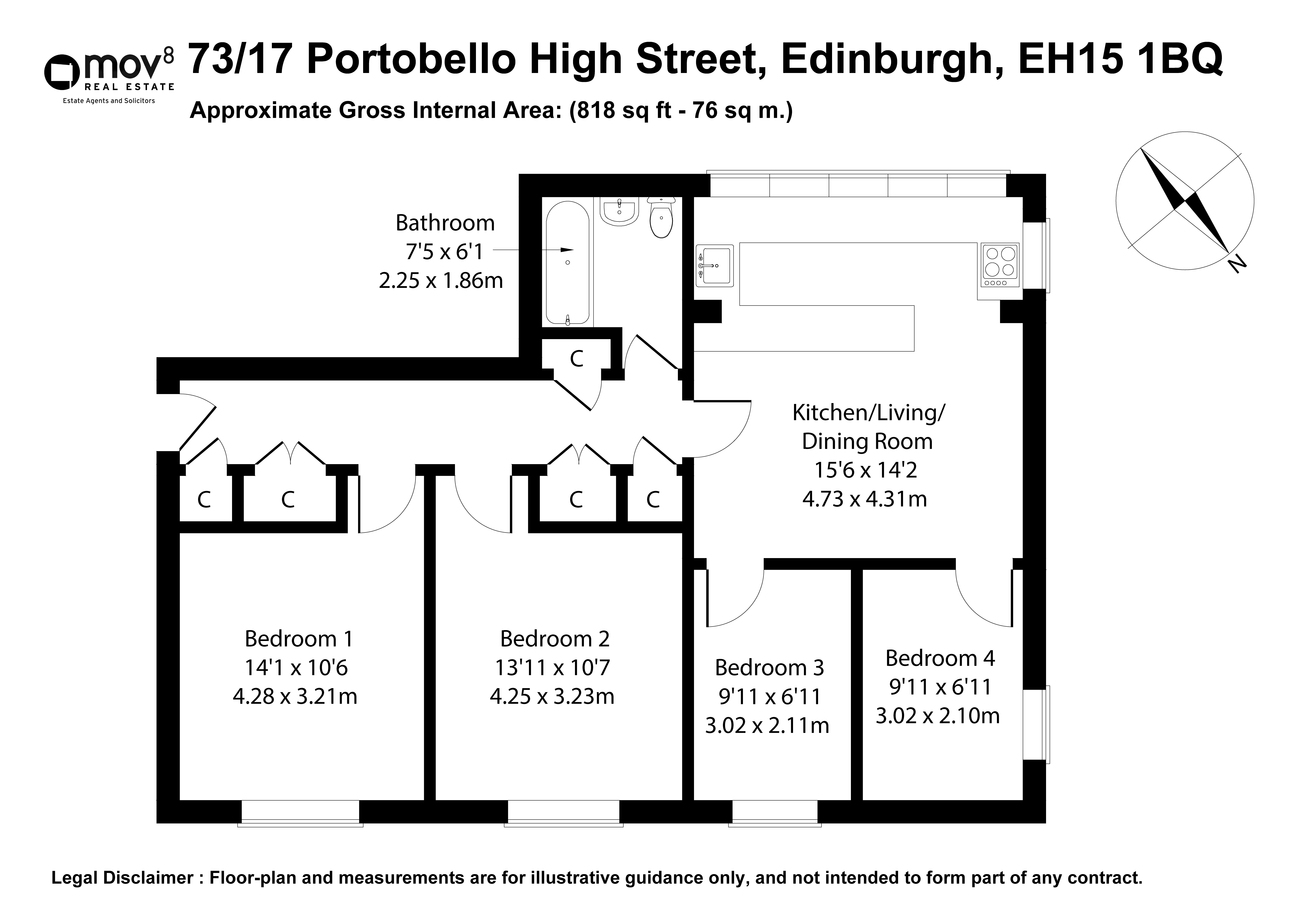 Floorplan 1 of 73/17, Portobello High Street, Portobello, Edinburgh, EH15 1BQ