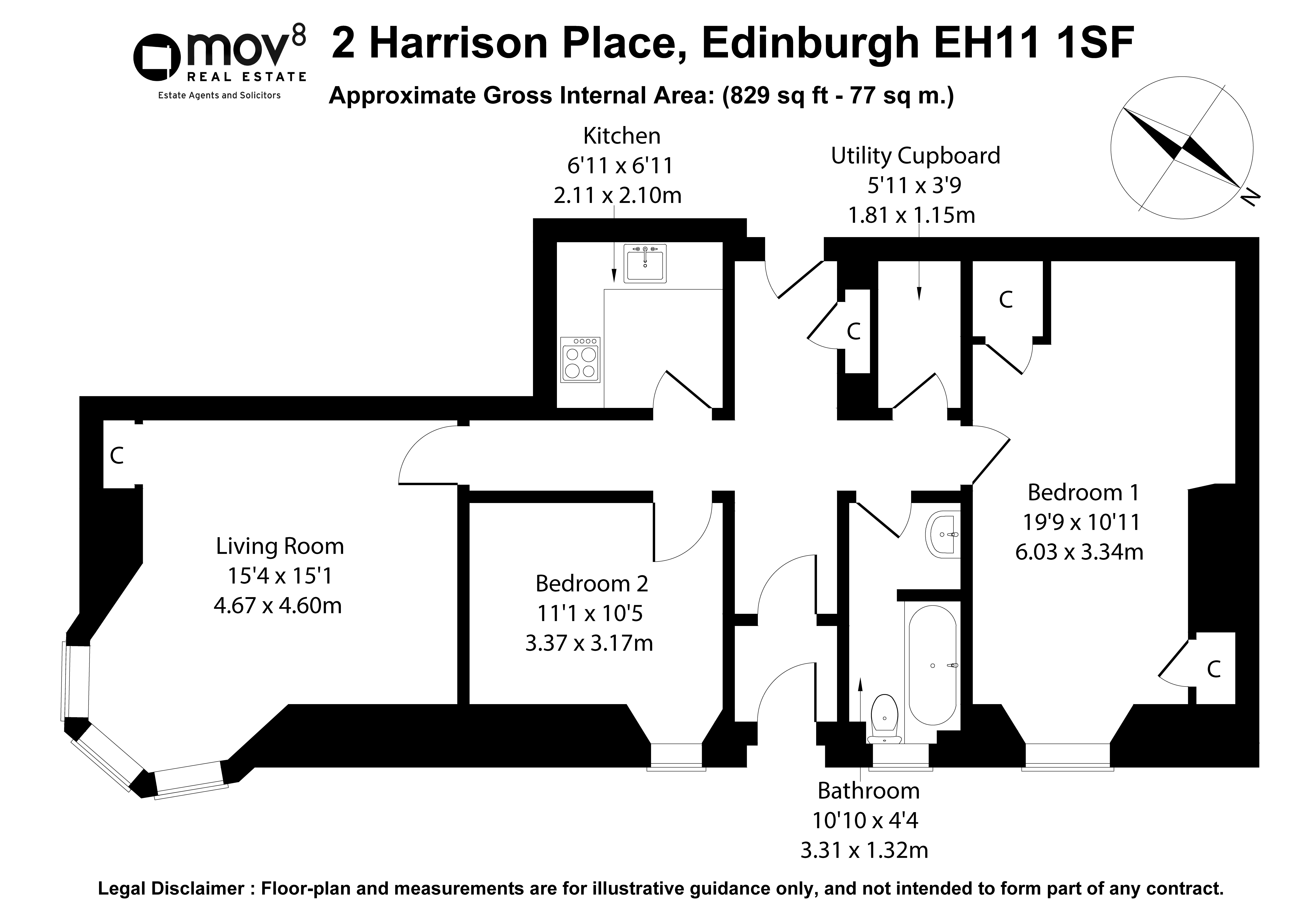 Floorplan 1 of 2 Harrison Place, Shandon, Edinburgh, EH11 1SF