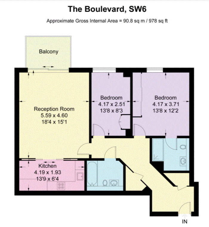 2 bedroom(s) apartment to sale in The Boulevard, Imperial Wharf, London-Floorplan