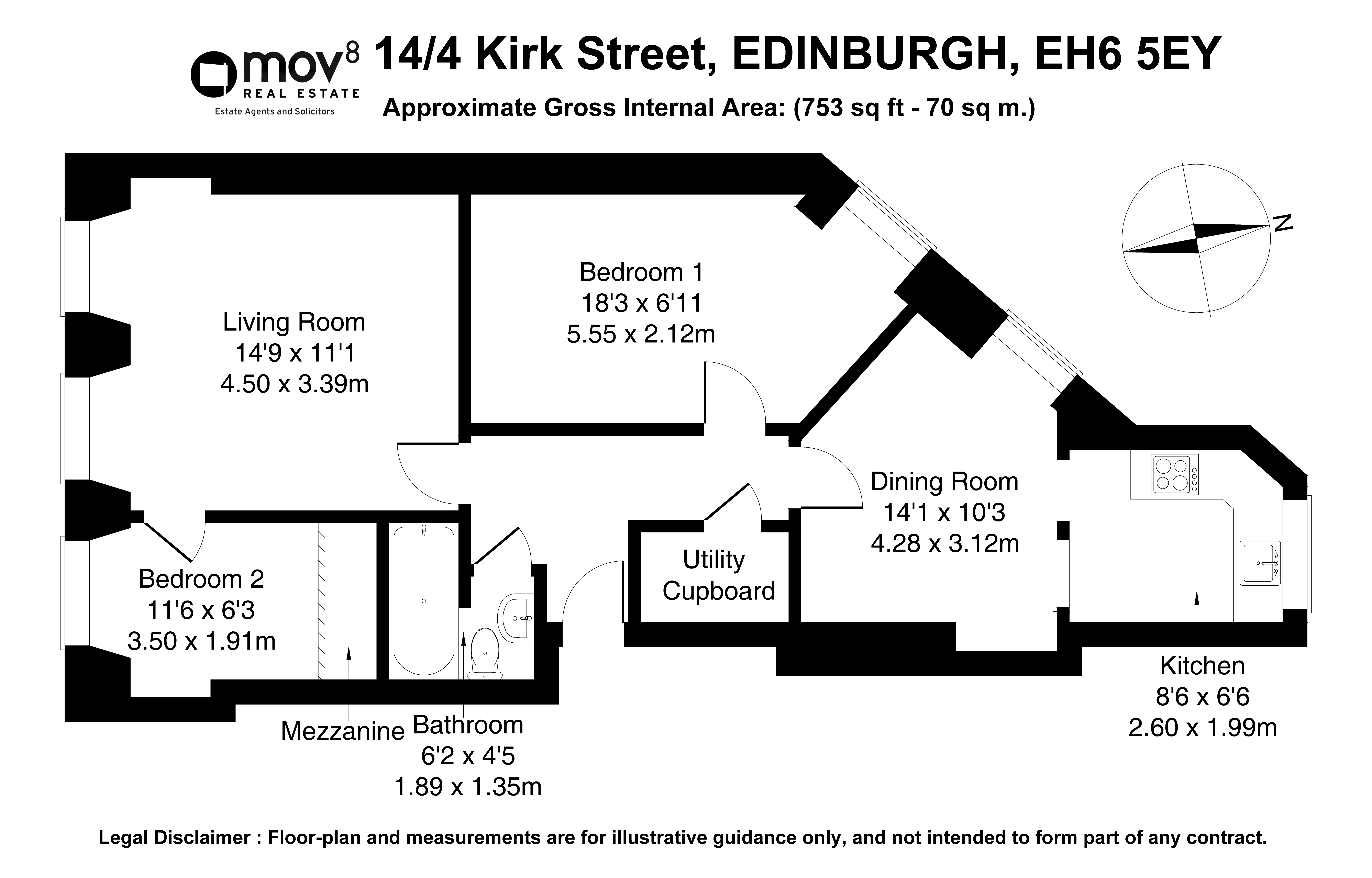 Floorplan 1 of 14/4, Kirk Street, Edinburgh, EH6 5EY