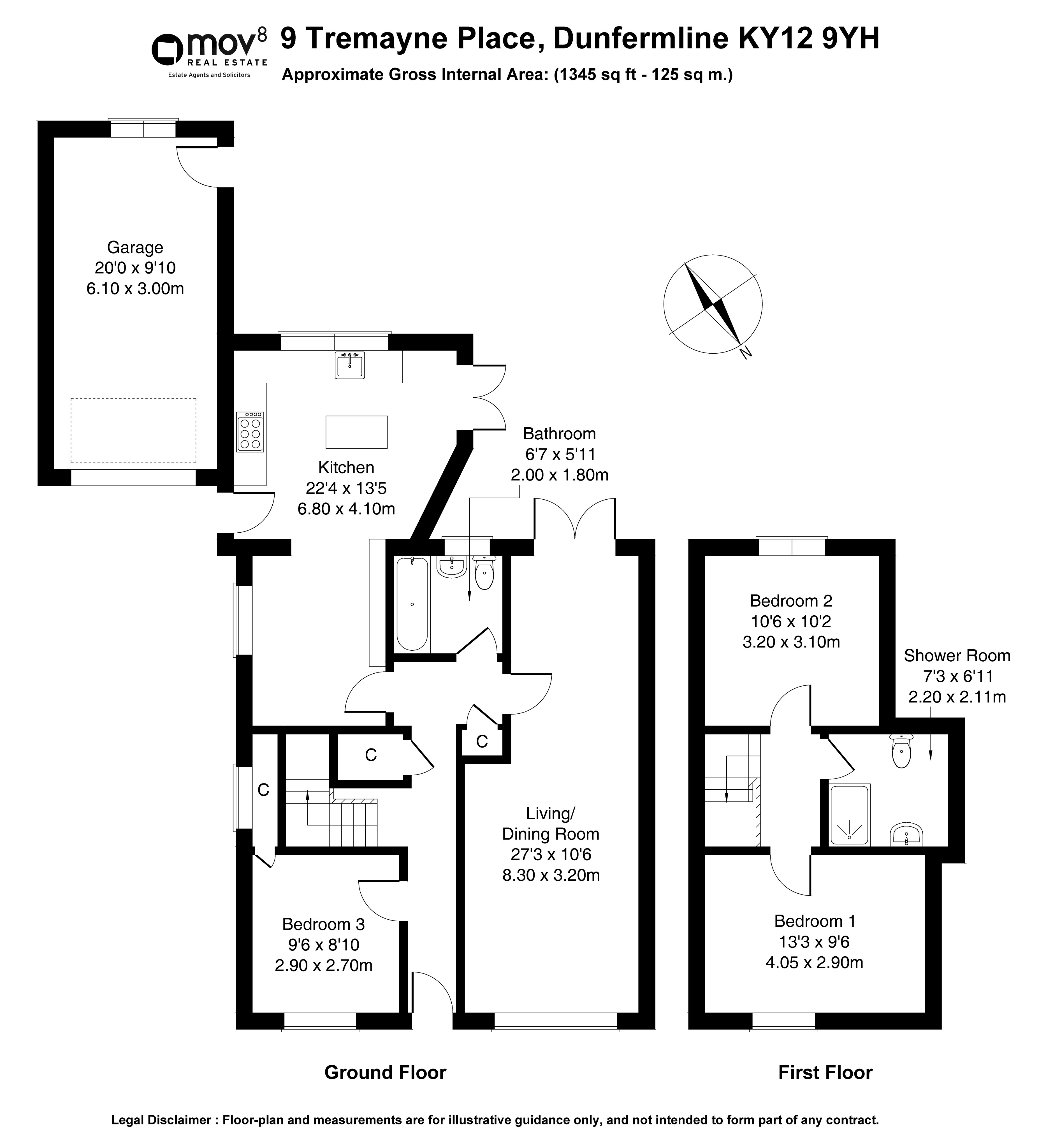 Floorplan 1 of 9 Tremayne Place, Dunfermline, Fife, KY12 9YH