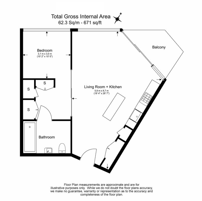1 bedroom(s) apartment to sale in City Road, Islington, London-Floorplan
