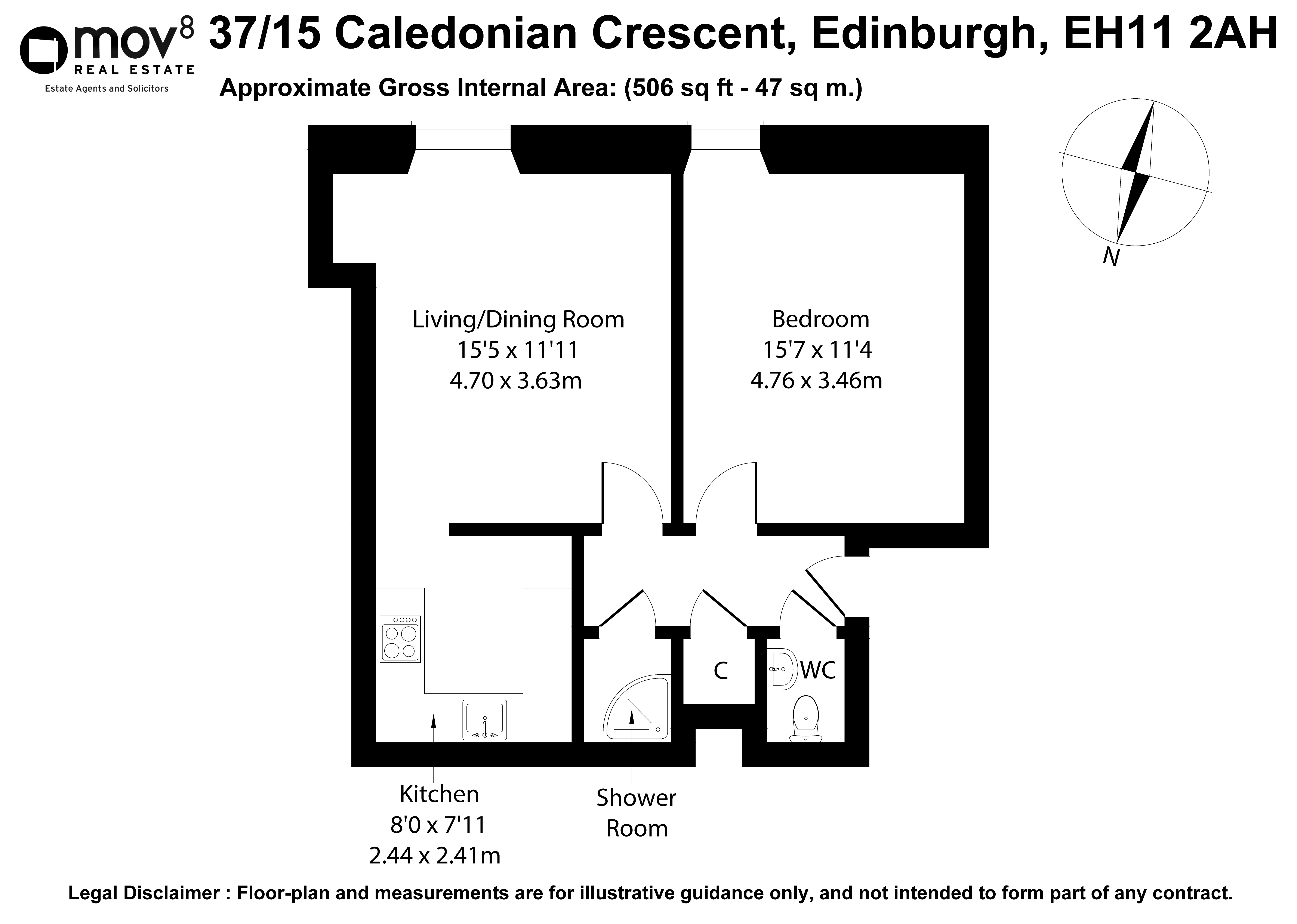 Floorplan 1 of 37/15, Caledonian Crescent, Dalry, Edinburgh, EH11 2AH