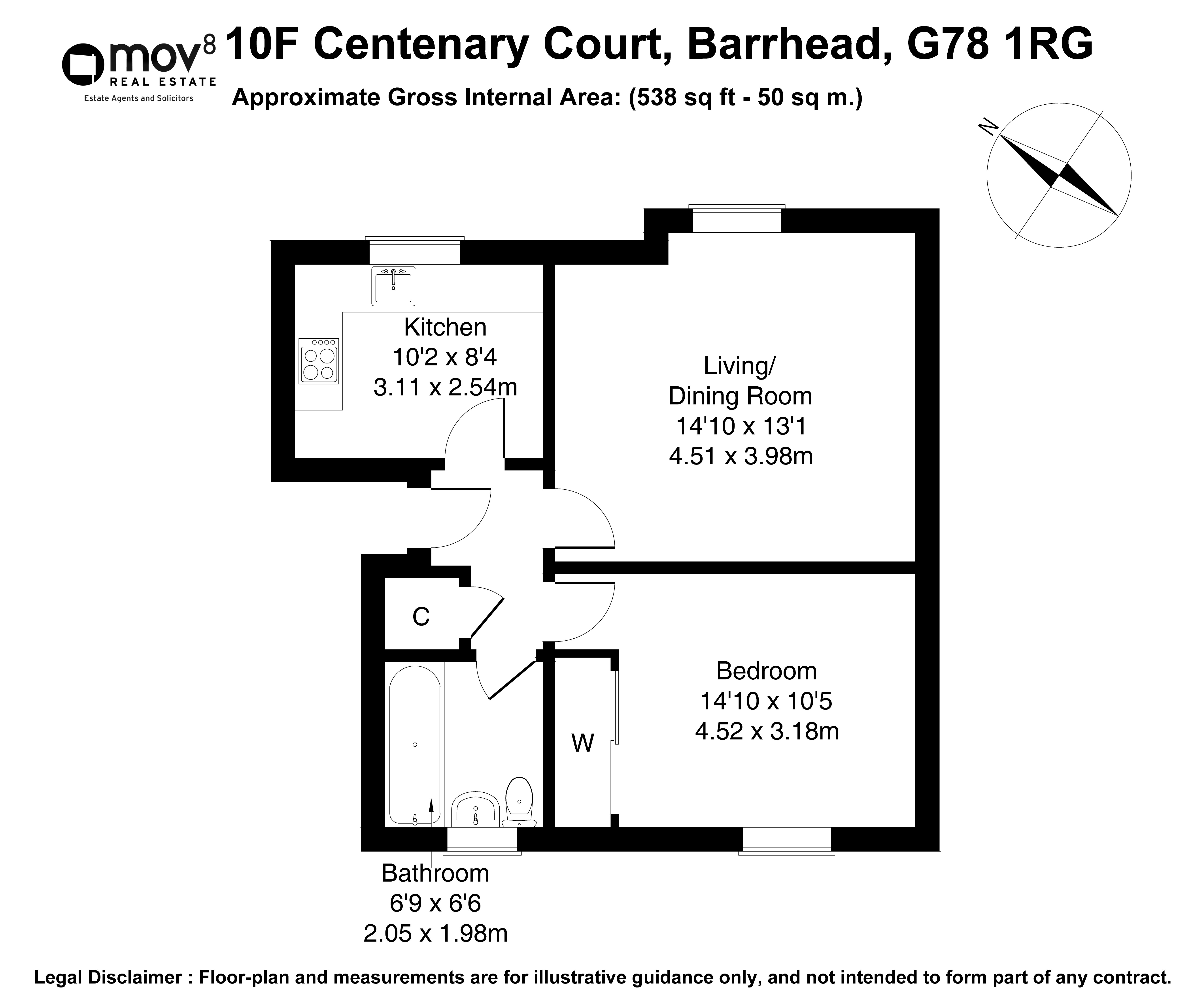 Floorplan 1 of 10f Centenary Court, Barrhead, Glasgow, East Renfrewshire, G78 1RG