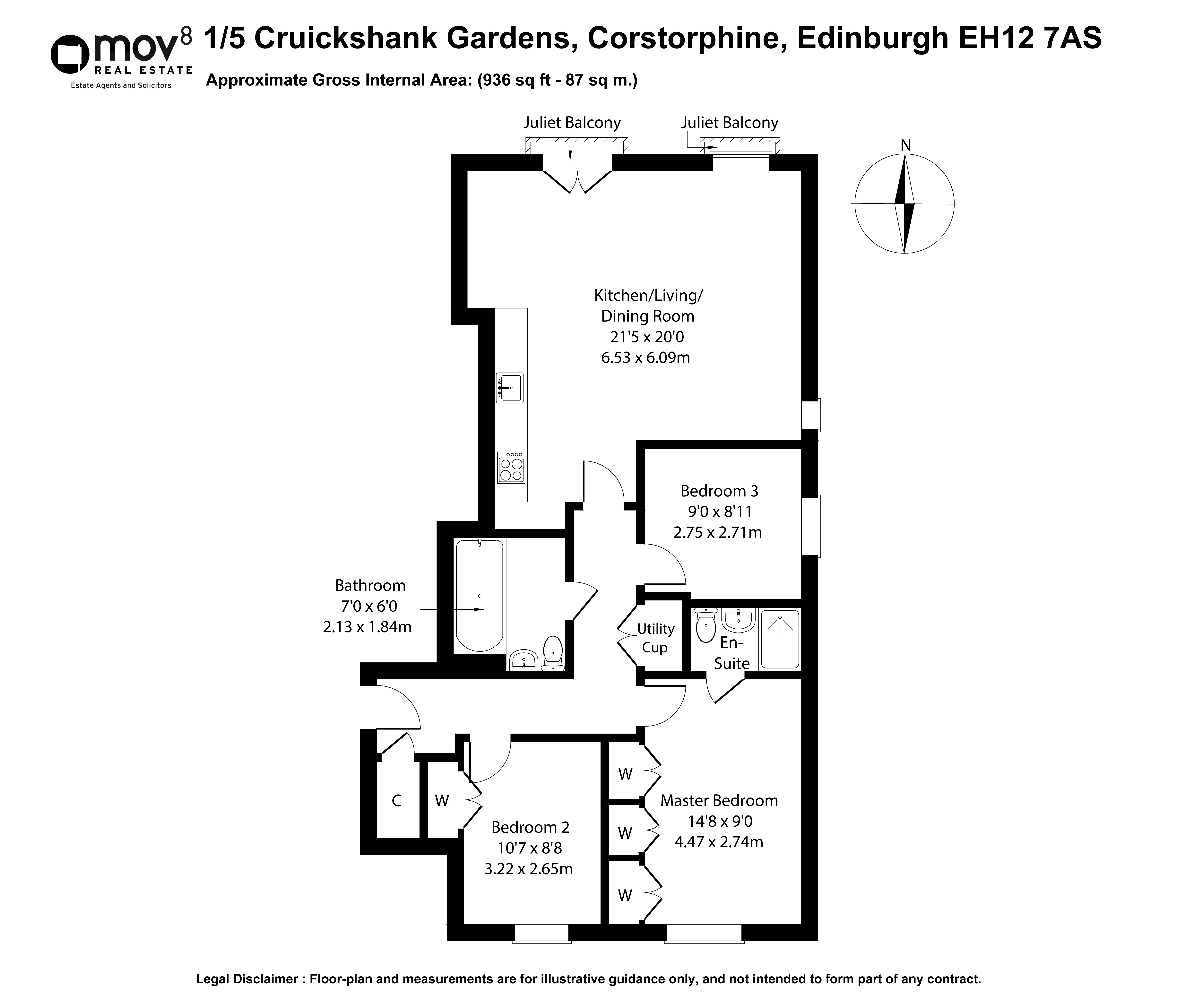 Floorplan 1 of Flat 5, 1 Cruickshank Gardens, Corstorphine, Edinburgh, EH12 7AS