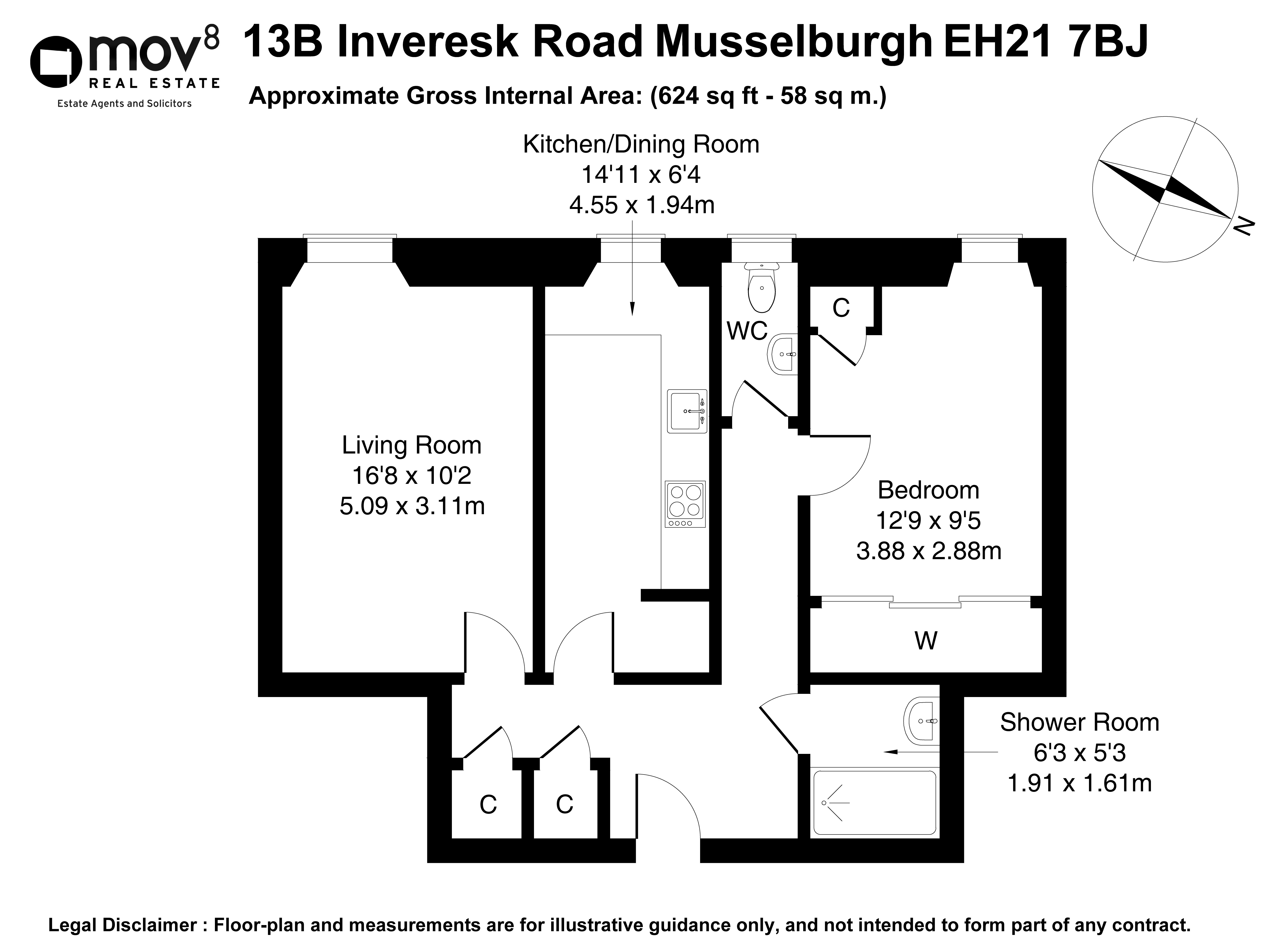 Floorplan 1 of  13b Inveresk Road, Musselburgh, East Lothian, EH21 7BJ