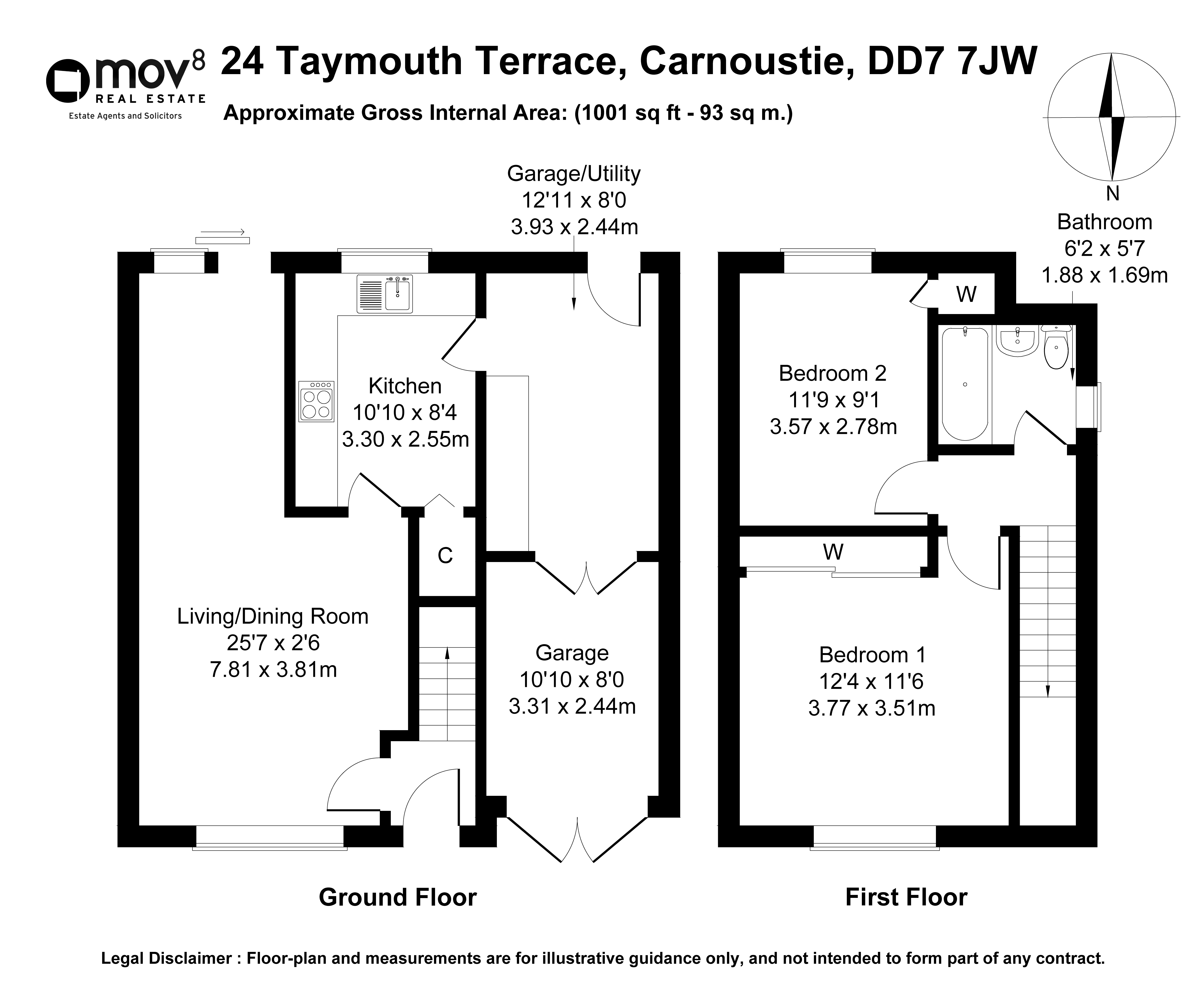 Floorplan 1 of 24 Taymouth Terrace, Carnoustie, Angus, DD7 7JW