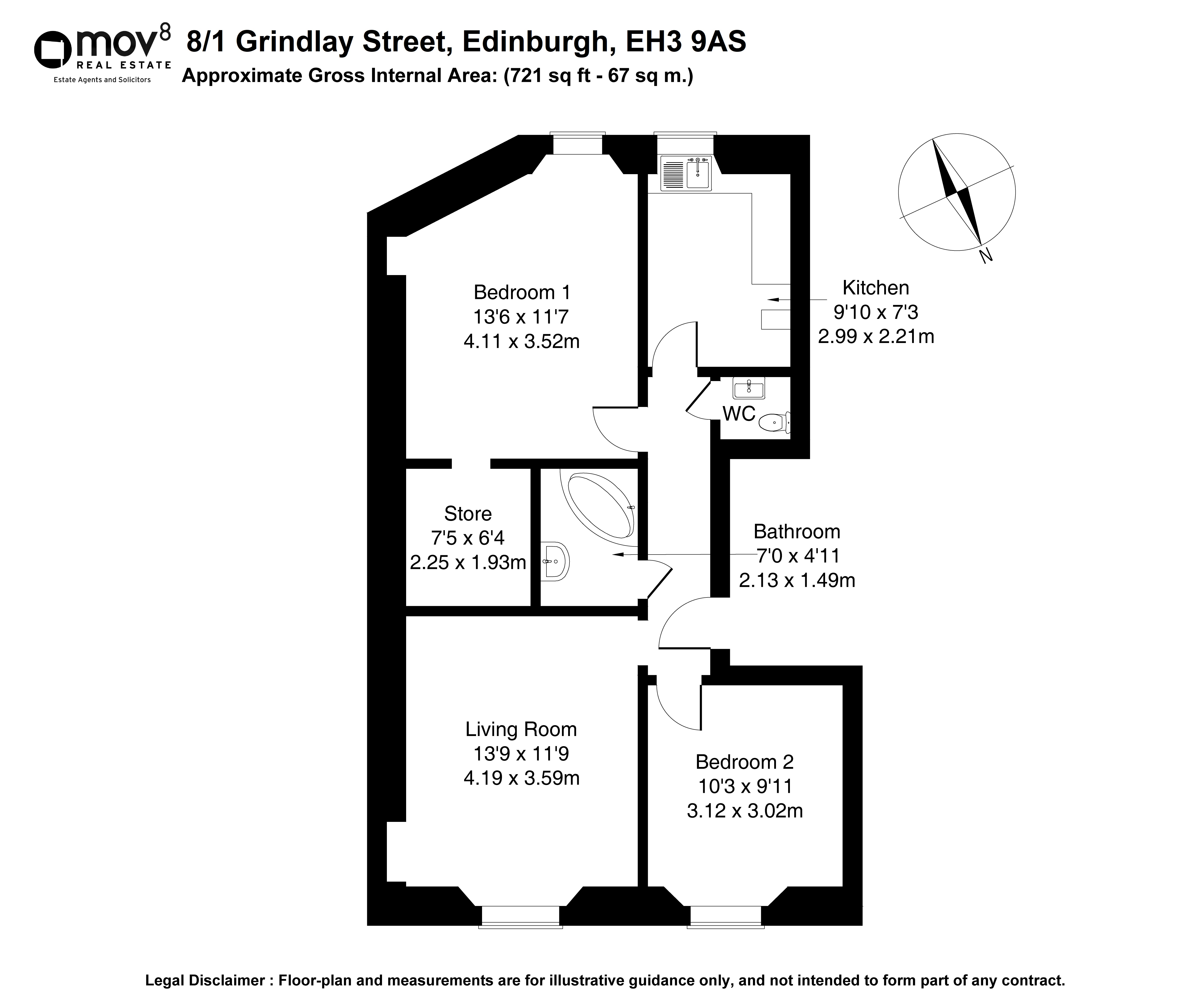 Floorplan 1 of 8/1, Grindlay Street, Lauriston, Edinburgh, EH3 9AS