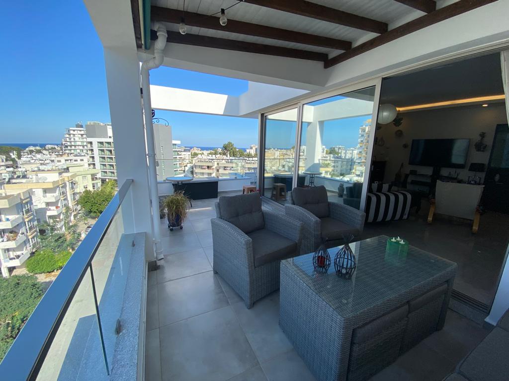 STUNNING 3 BEDROOM PENTHOUSE ON THE WHOLE TOP FLOOR WITH TERRACING ALL AROUND – TURKISH TITLE DEED, Kyrenia