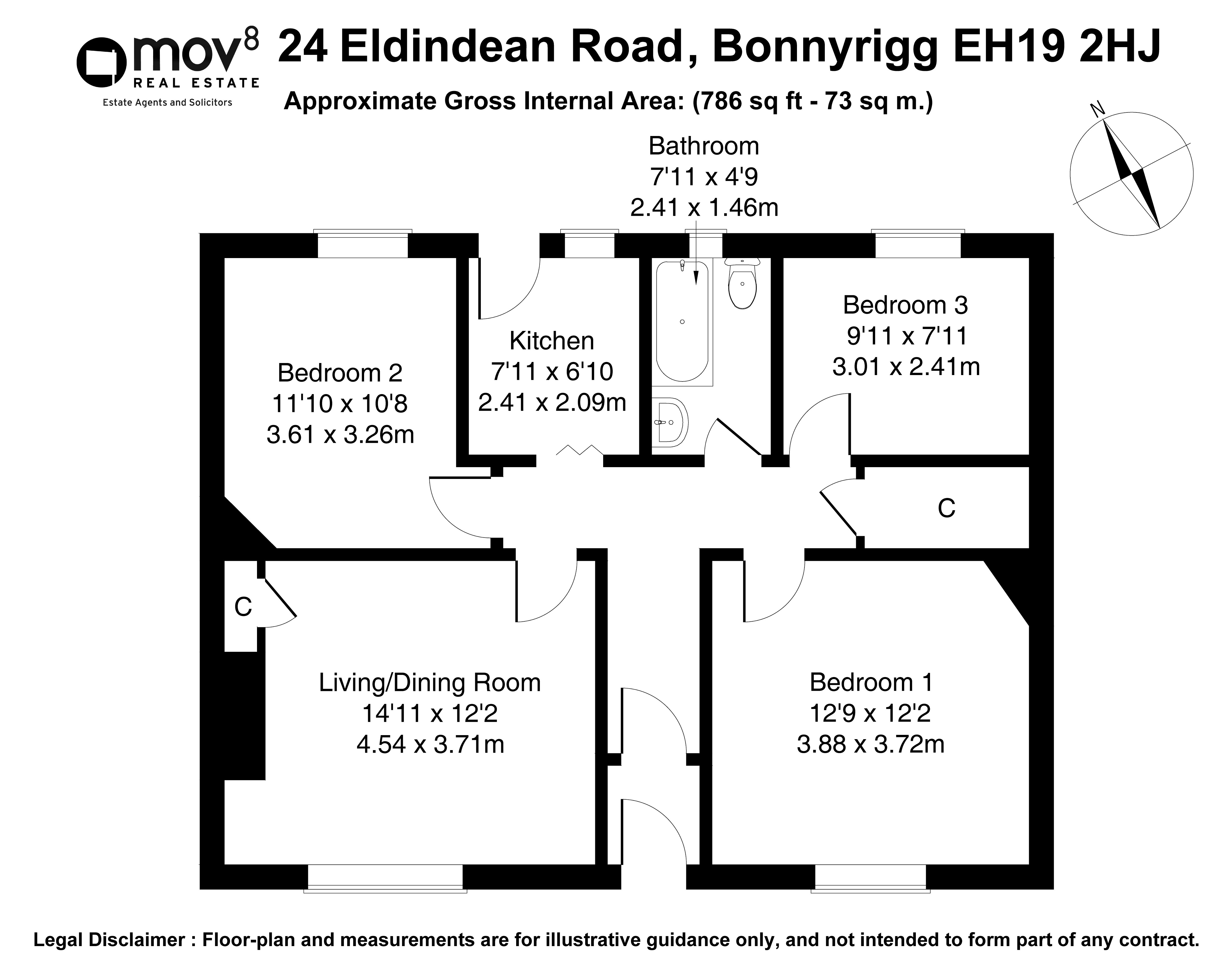 Floorplan 1 of 24 Eldindean Road, Bonnyrigg, Midlothian, EH19 2HJ
