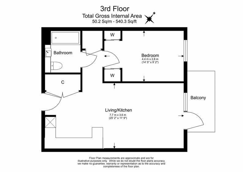 1 bedroom(s) apartment to sale in Lionel Road North, Gunnersbury-Floorplan