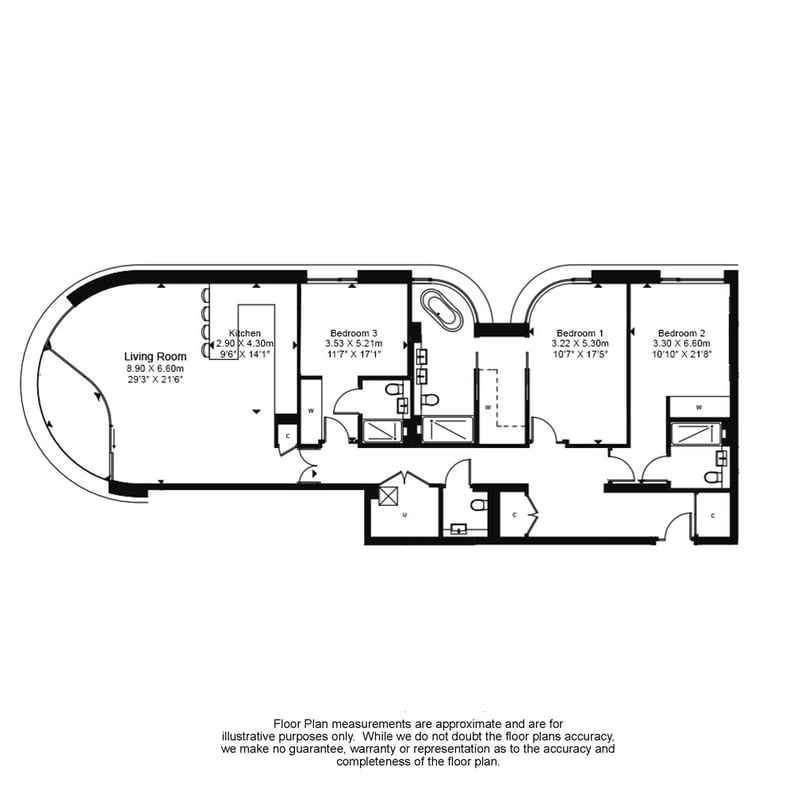 3 bedroom(s) apartment to sale in Albert Embankment, Vauxhall-Floorplan