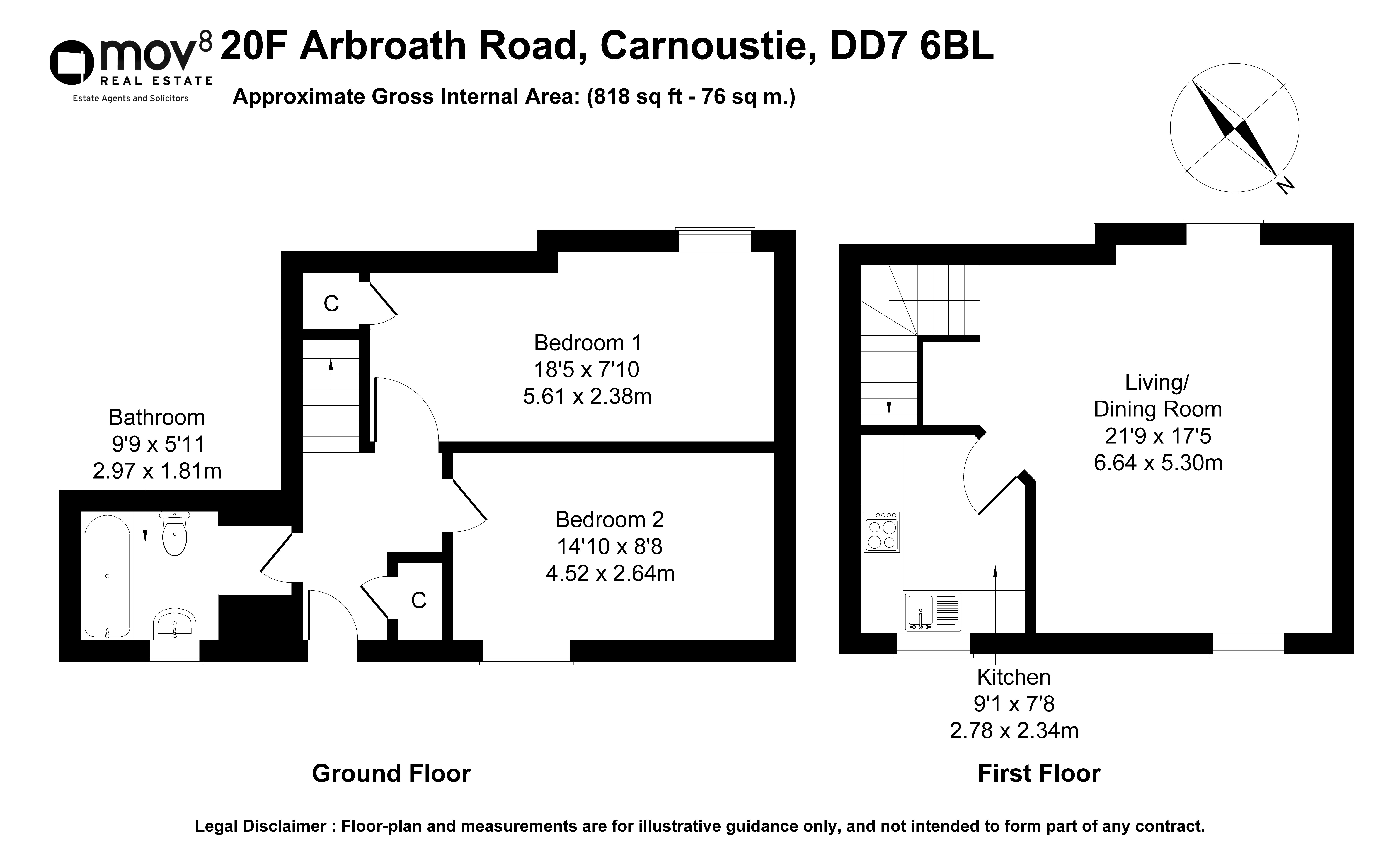 Floorplan 1 of 20f Arbroath Road, Carnoustie, Angus, DD7 6BL