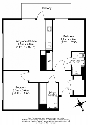 2 bedroom(s) apartment to sale in North End Road, Wembley Park, Wembley-Floorplan