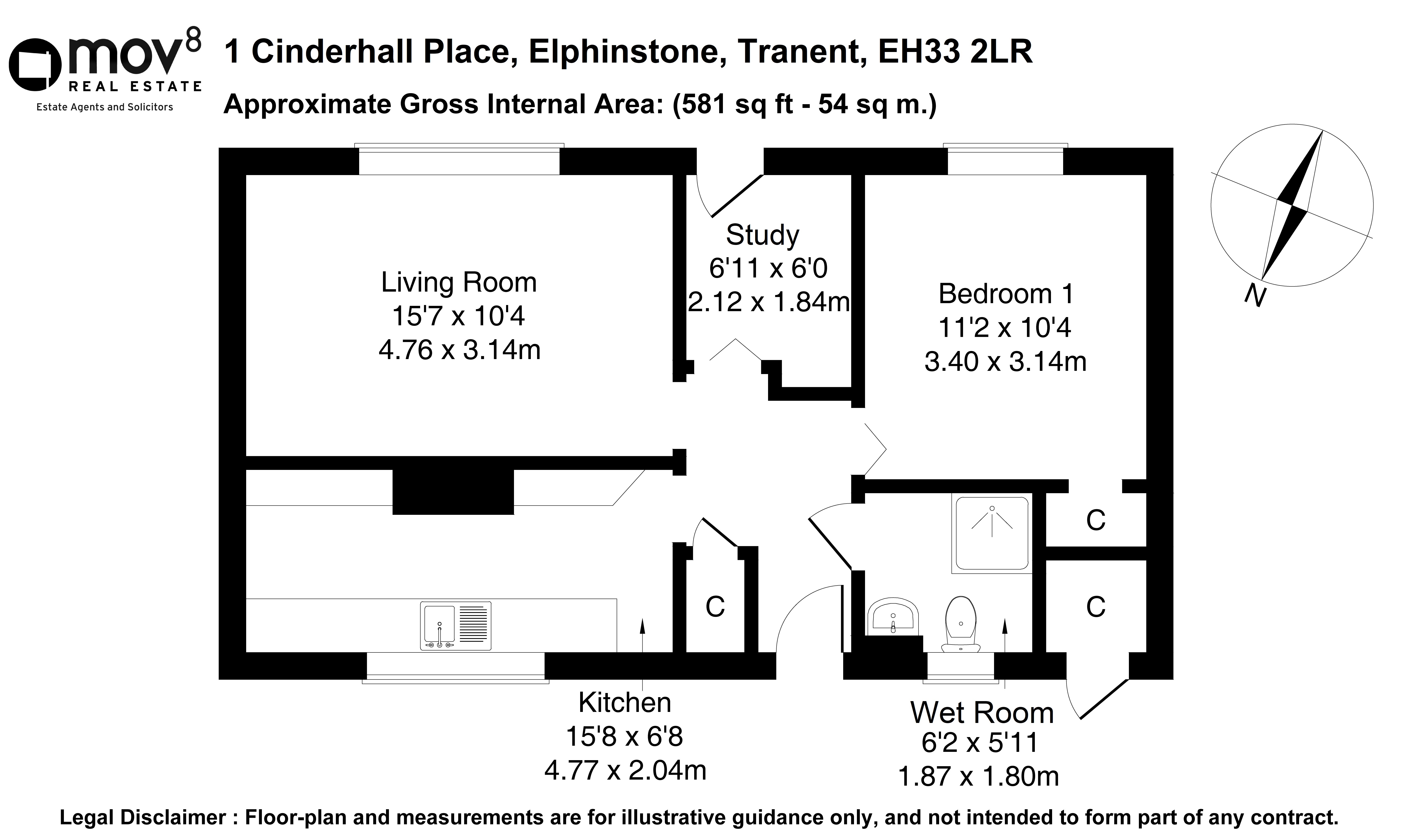 Floorplan 1 of 1 Cinderhall Place, Elphinstone, Tranent, East Lothian, EH33 2LR