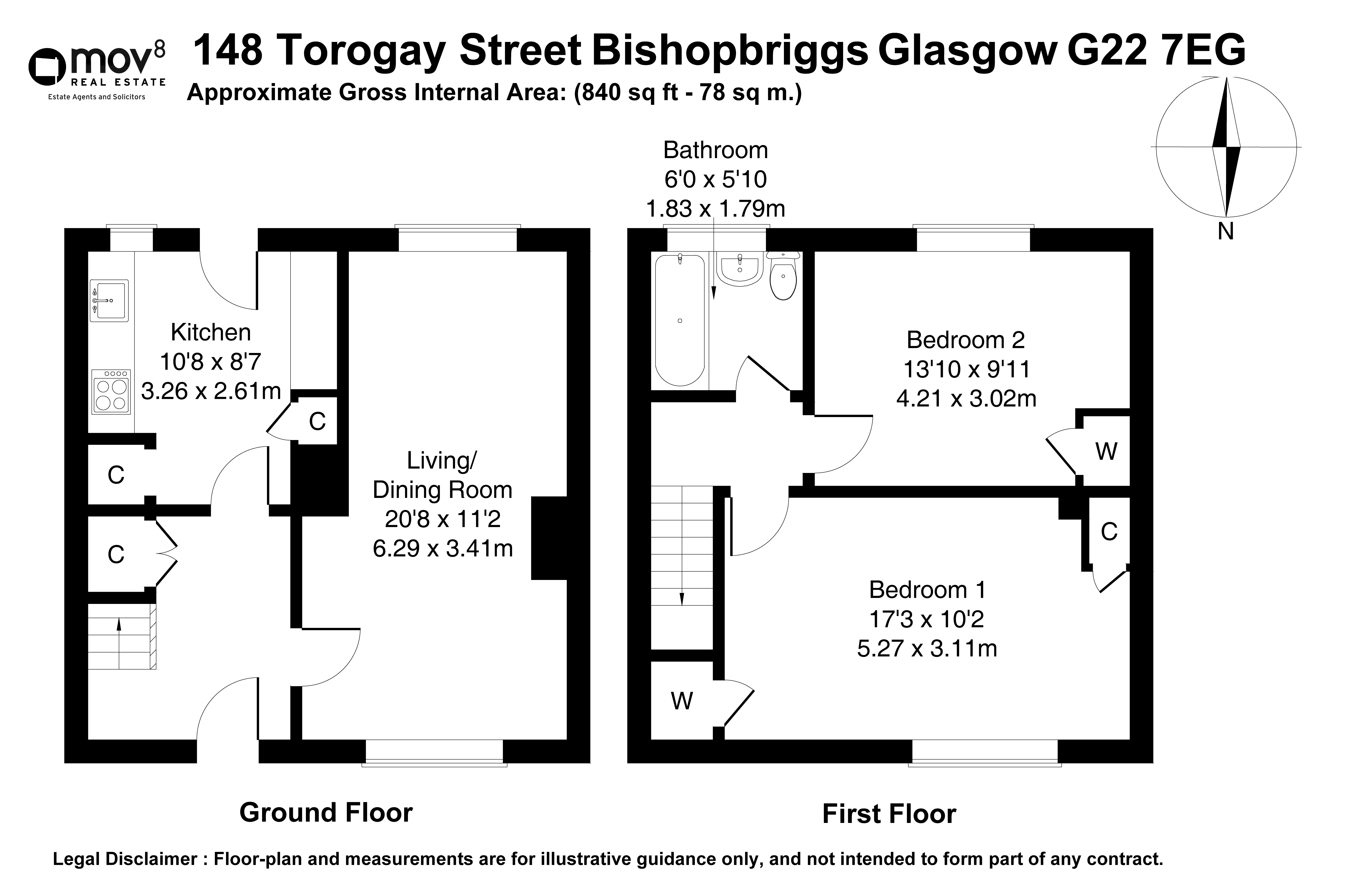 Floorplan 1 of 148 Torogay Street, Glasgow, G22 7EG