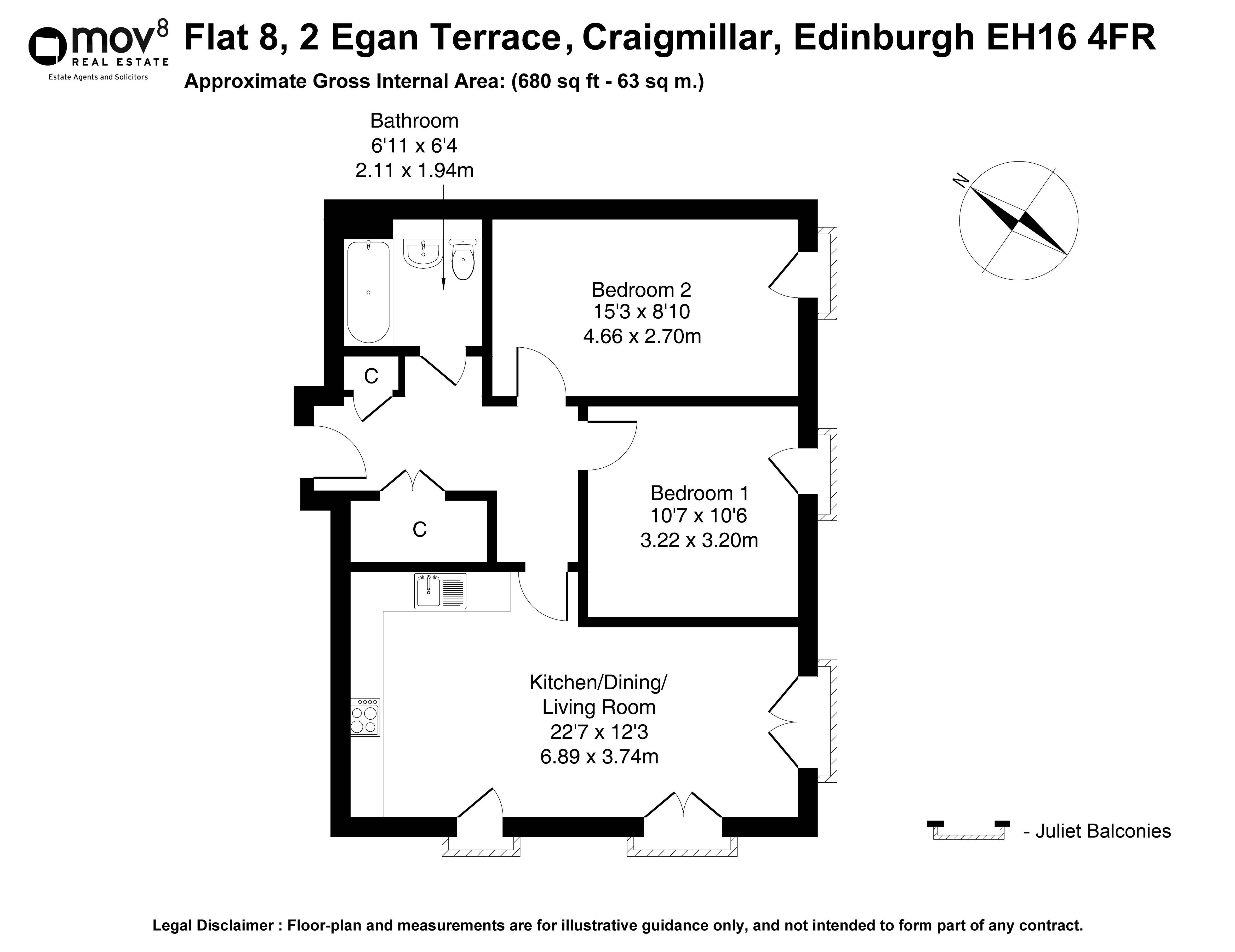 Floorplan 1 of Flat 8, 2 Egan Terrace, Craigmillar, Edinburgh, EH16 4FR