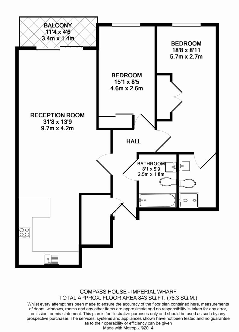 2 bedroom(s) apartment to sale in Park Street, Chelsea Creek, London-Floorplan