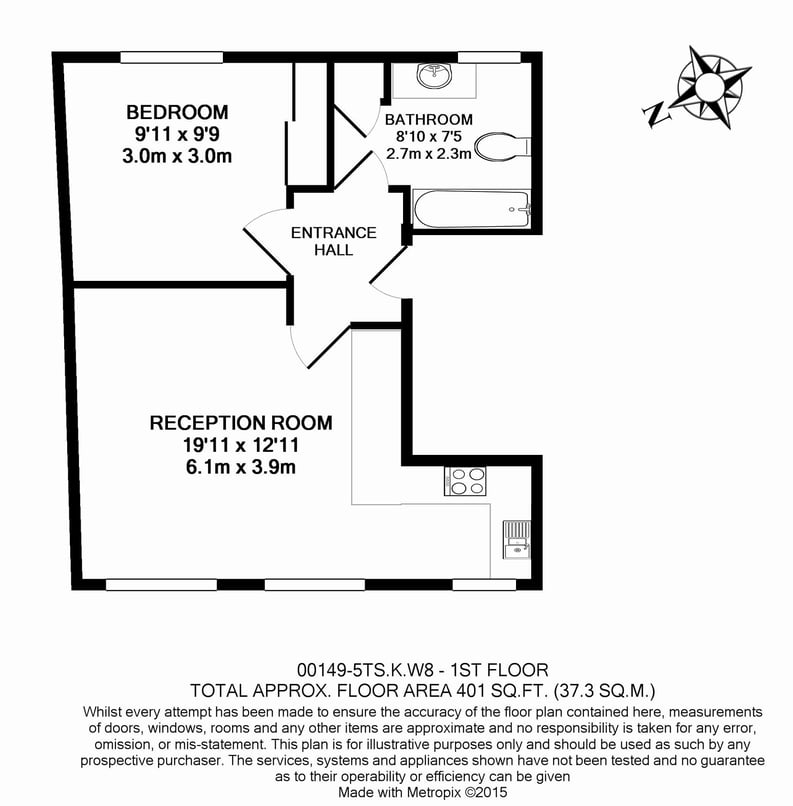 1 bedroom(s) apartment to sale in Thackeray Street, Kensington, London-Floorplan