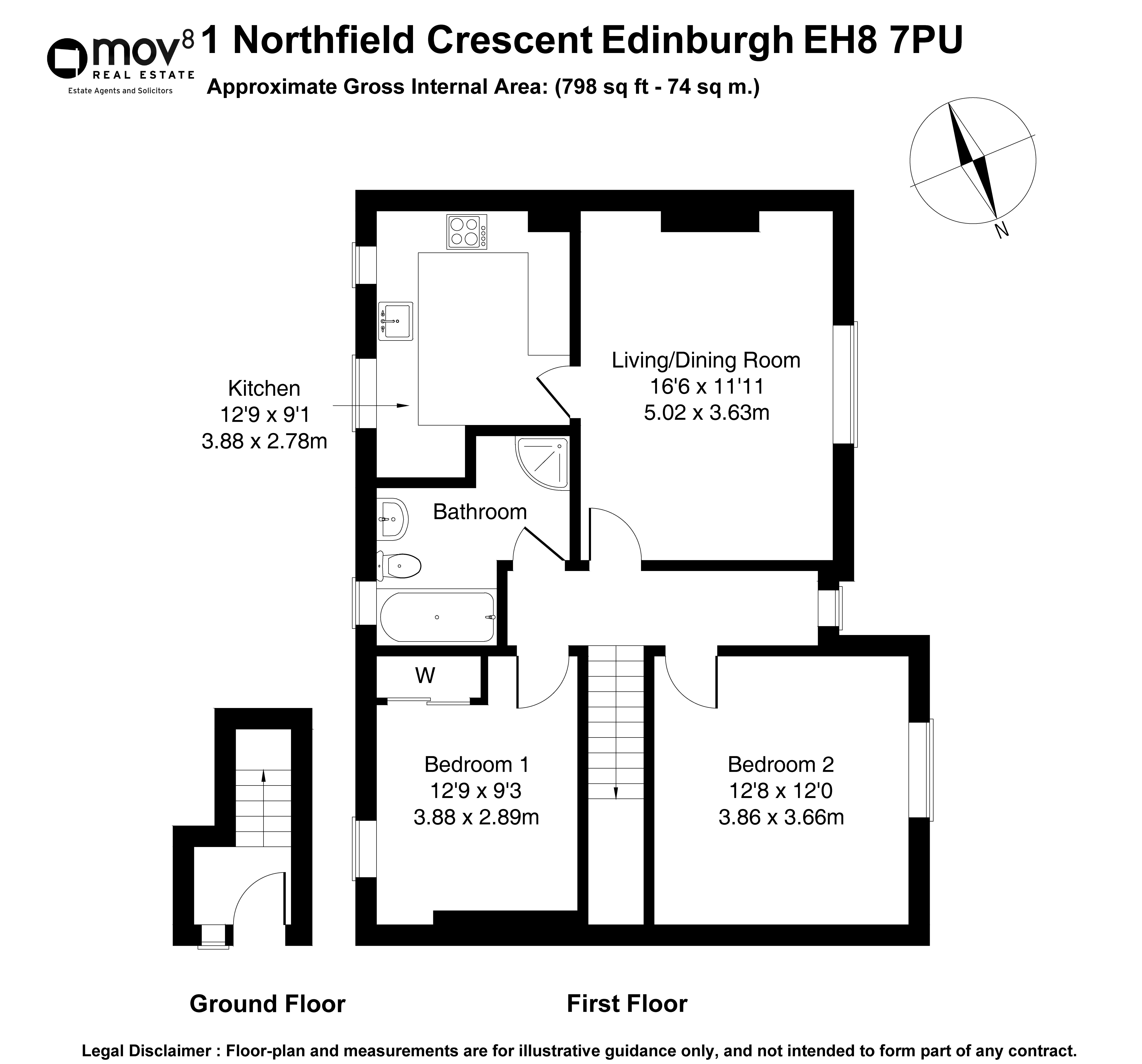 Floorplan 1 of 1 Northfield Crescent, Northfield, Edinburgh, EH8 7PU