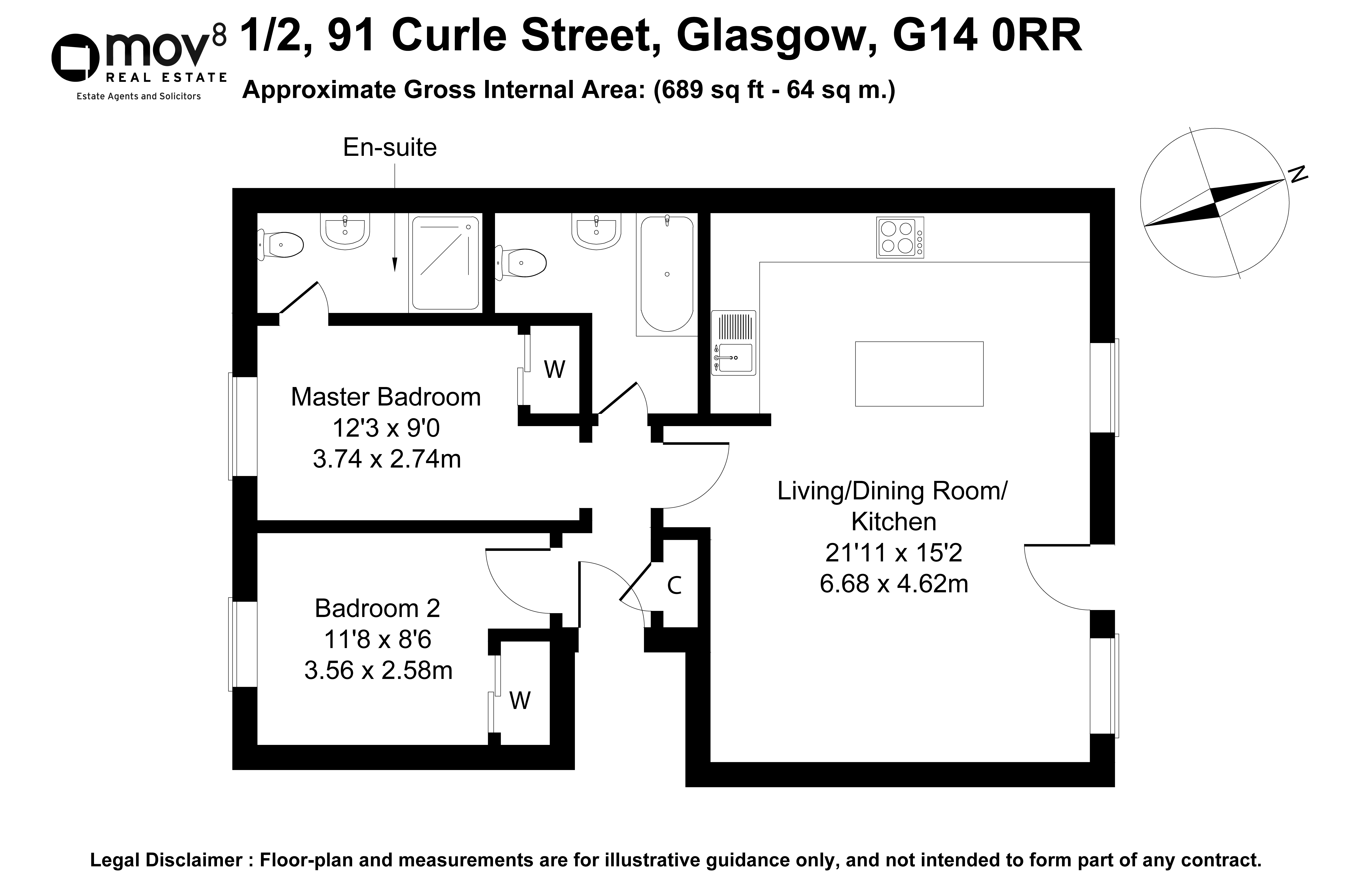 Floorplan 1 of 1/2, 91 Curle Street, Whiteinch, Glasgow, G14 0RR
