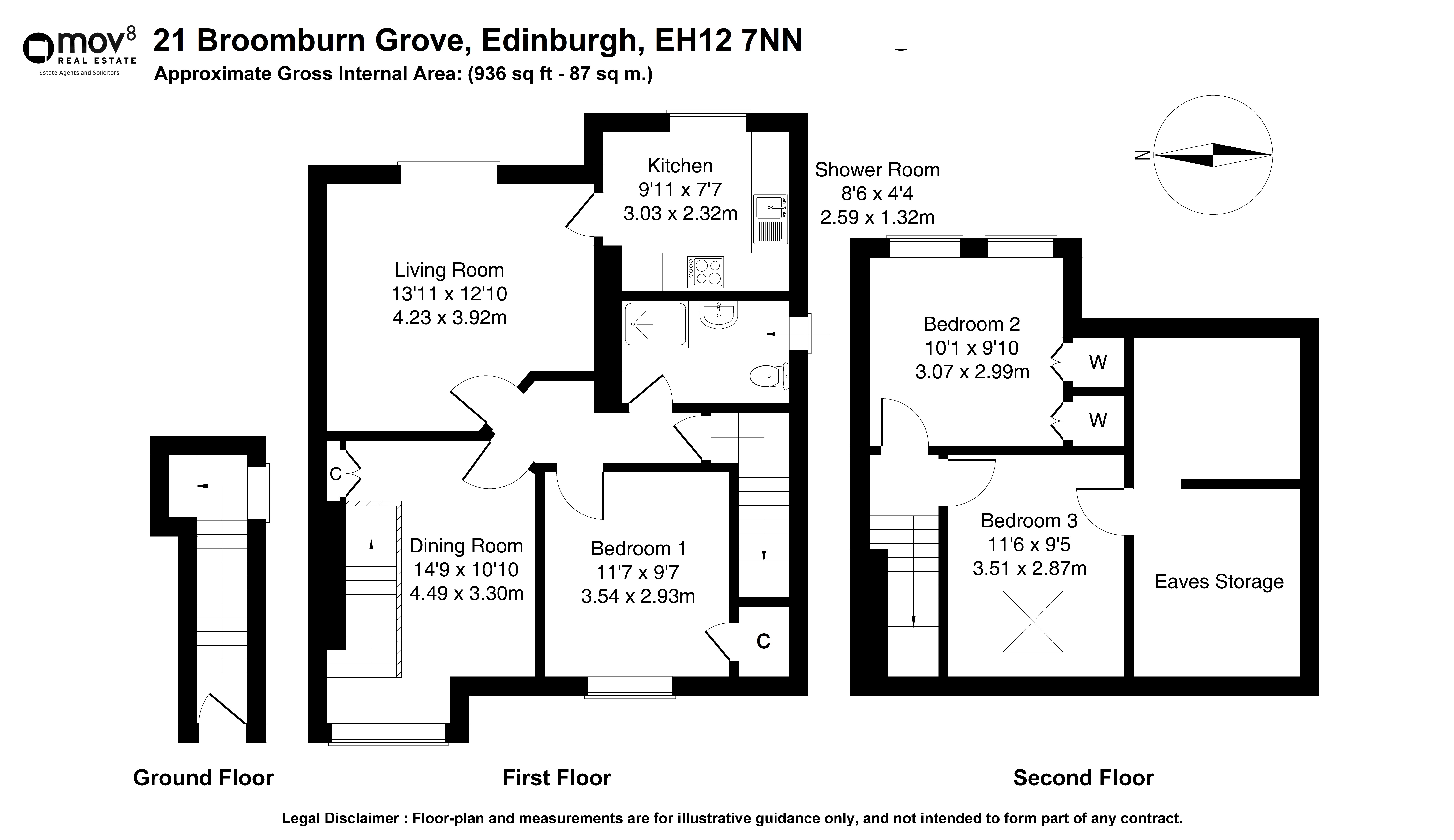 Floorplan 1 of 21 Broomburn Grove, Carrick Knowe, Edinburgh, EH12 7NN