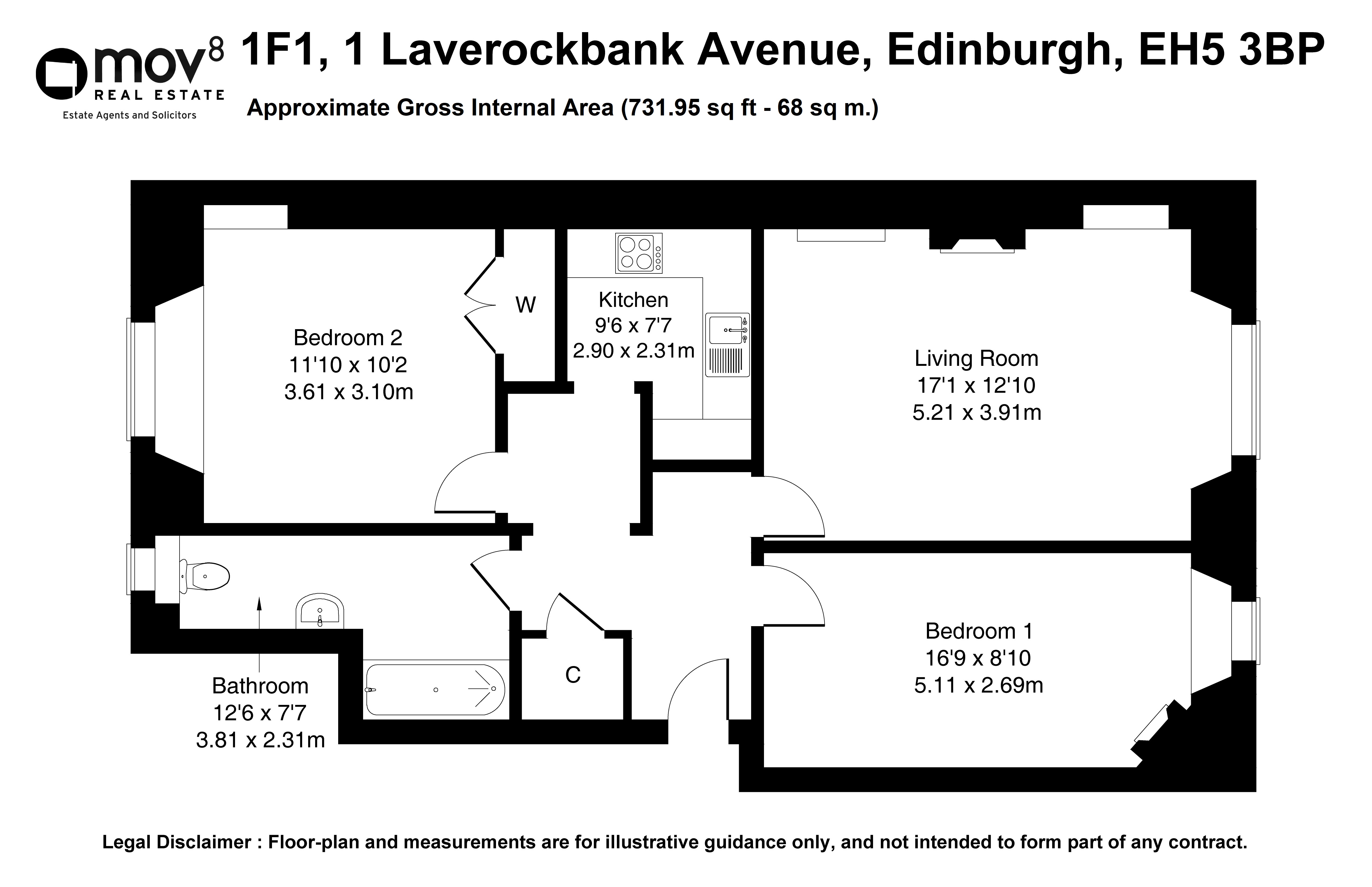 Floorplan 1 of 1 1F1, Laverockbank Avenue, Trinity, Edinburgh, EH5 3BP