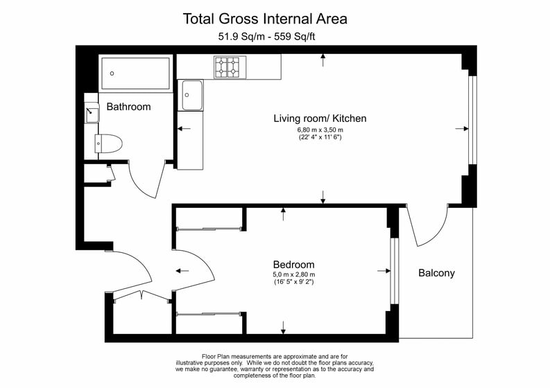 1 bedroom(s) apartment to sale in St Gabriel Walk, Elephant & Castle, London-Floorplan